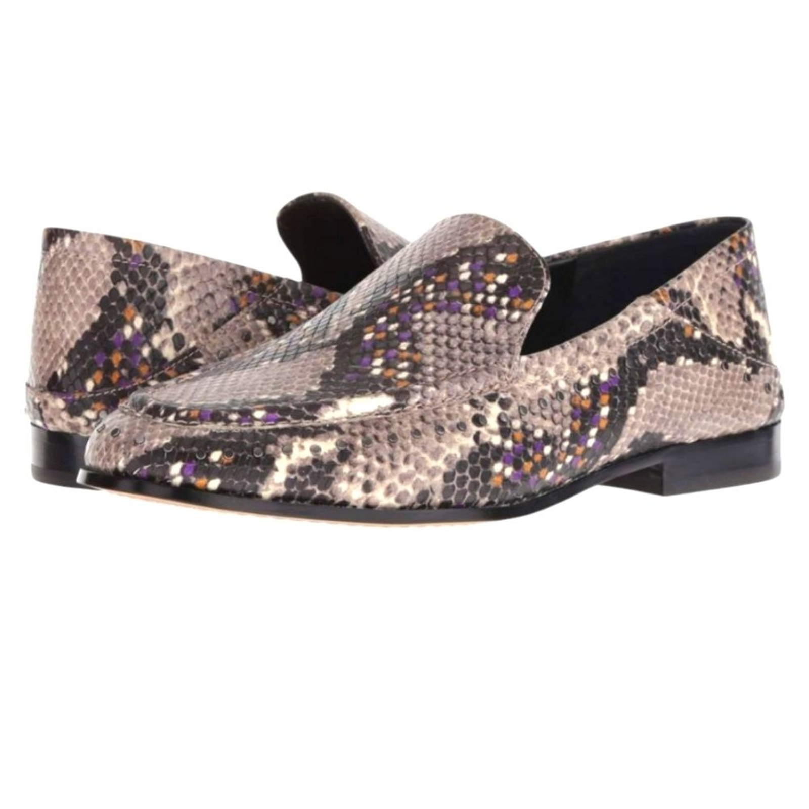 Vince Camuta Jendeya Mulberry Ochre Loafers Flats Snake Skin Gray Leather 10