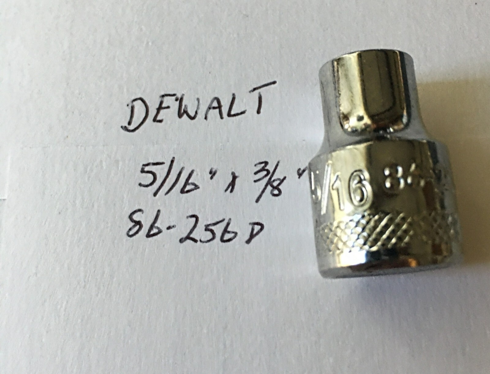 DeWalt 5/16"  x 3/8" Drive Shallow Polished Chrome Socket 6 Pt 86-256D Free Ship