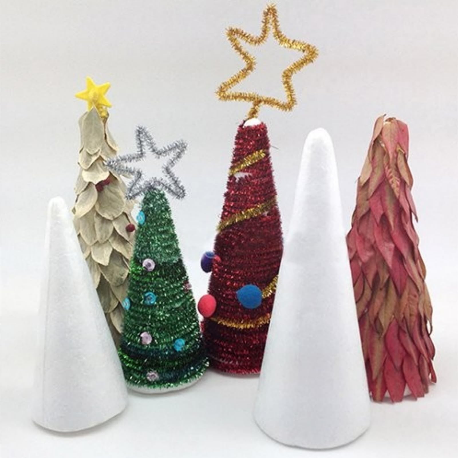 24 PCS Foam Tree Cones For Crafts 2.8x7 Inch White Polystyrene DIY Decor