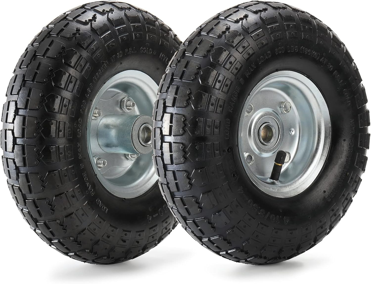 2 Pack Pneumatic Air Filled Tires, 10 Inch Tire Wheel for Hand Truck, 4.10/3.50-