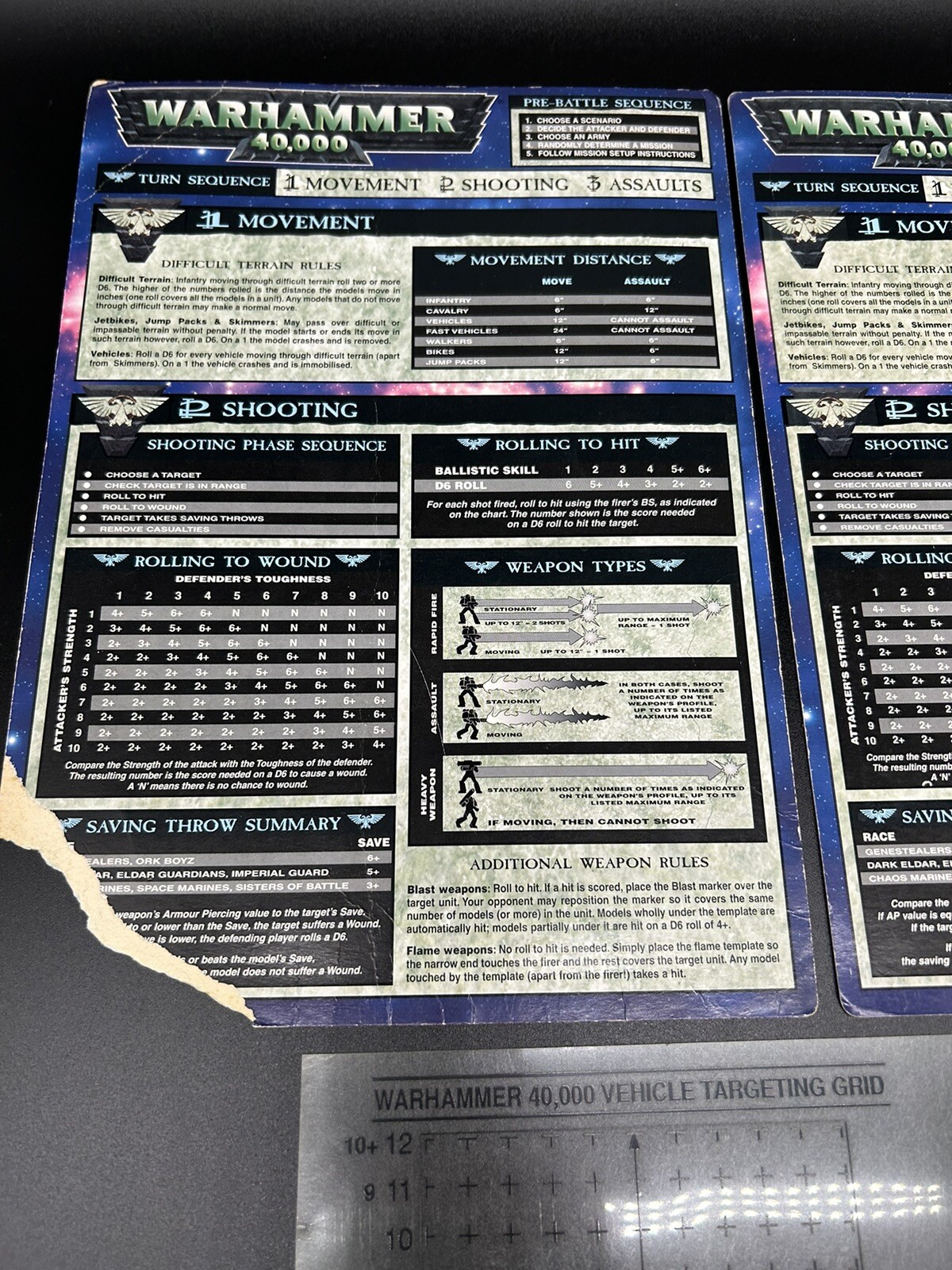 Games Workshop Warhammer 40,000 Quick Reference Card Supplement Lot