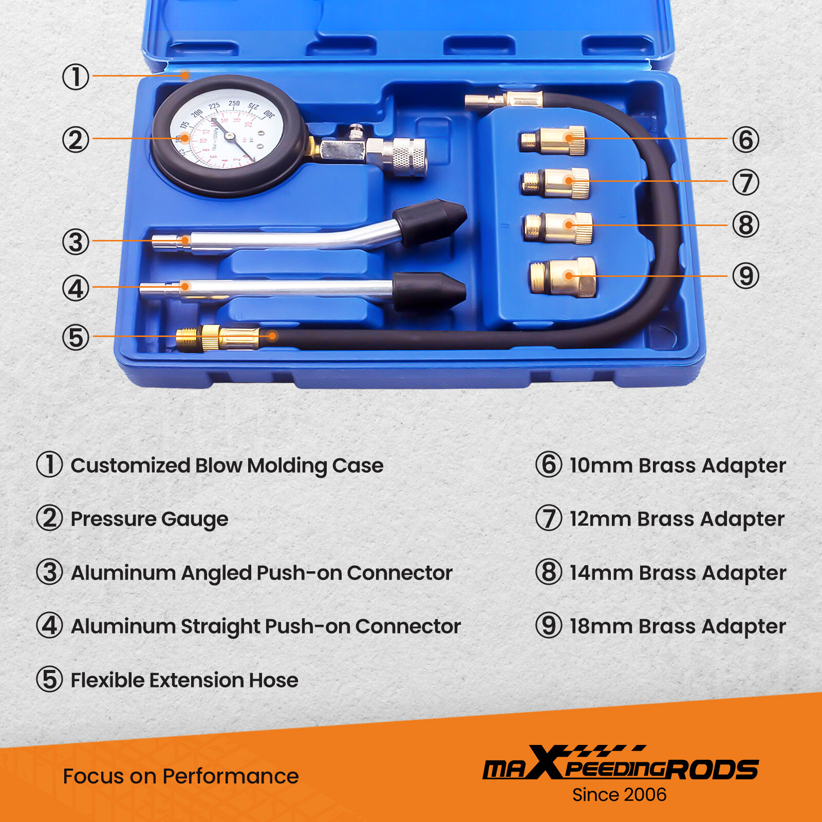 Spark Plug Cylinder Compression Tester Test Kit Measuring Tool