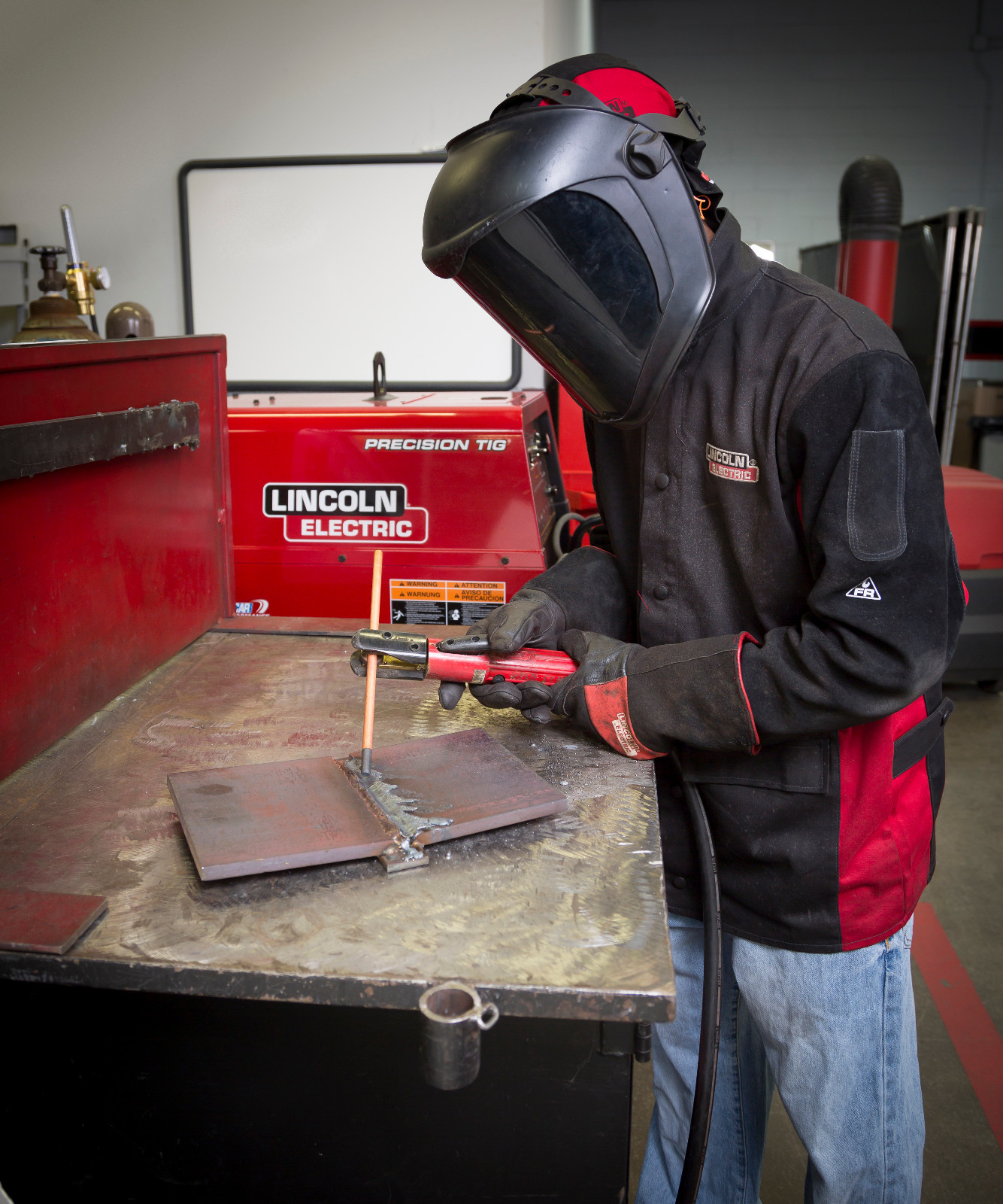 Lincoln K2986 Shadow Split Leather Sleeved Welders Welding Jacket Size Large