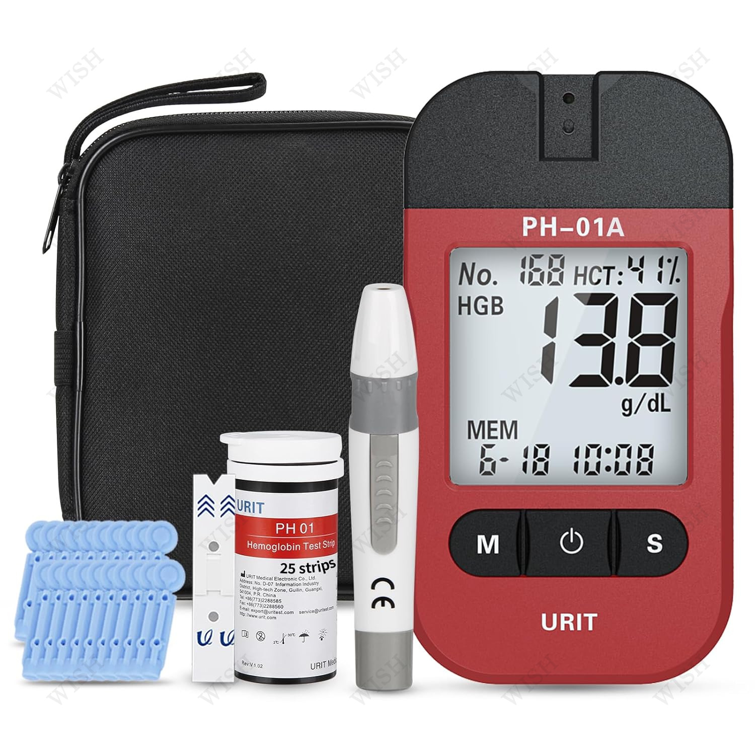 URIT Home Blood Hemoglobin Test Kit with 125 Test Strips，Anemia test，Heme test