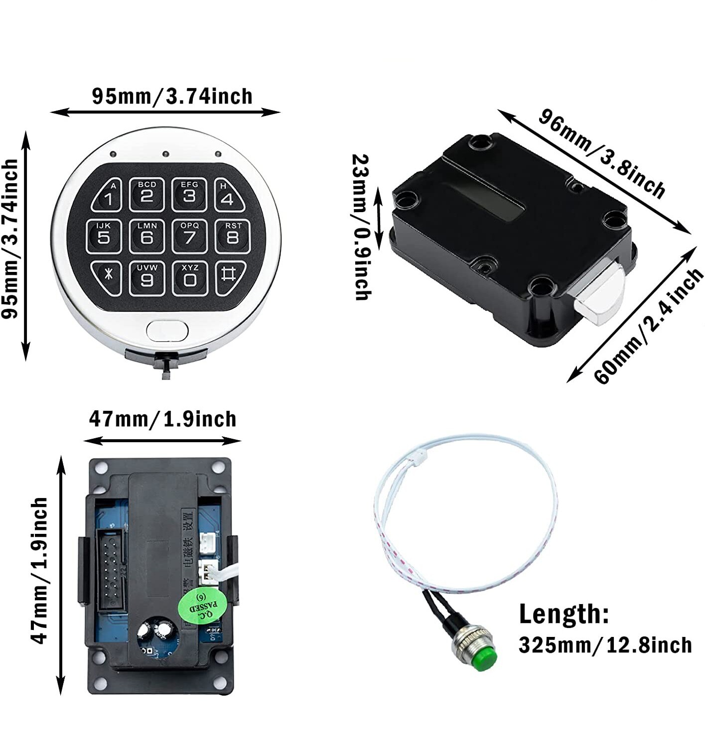 Gun Safe Lock Replacement Chrome Keypad Electronic Safe Lock with Swing Bolt