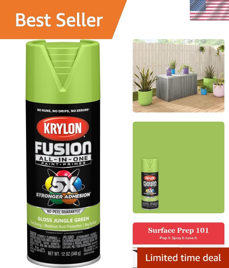 Fusion Jungle Green All-In-One Spray Paint – Fast-Drying & Rust Resistant, 12 oz