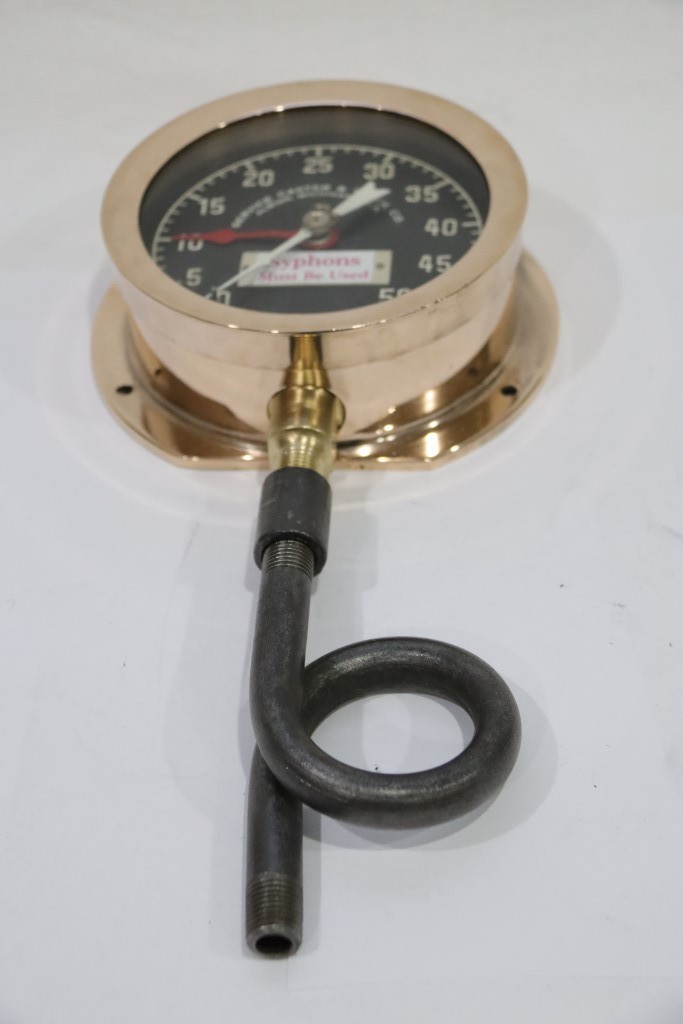 Antique Vintage Boiler Steam Pressure Gauge Gage Brass Bezel 4-7/8" Marshalltown