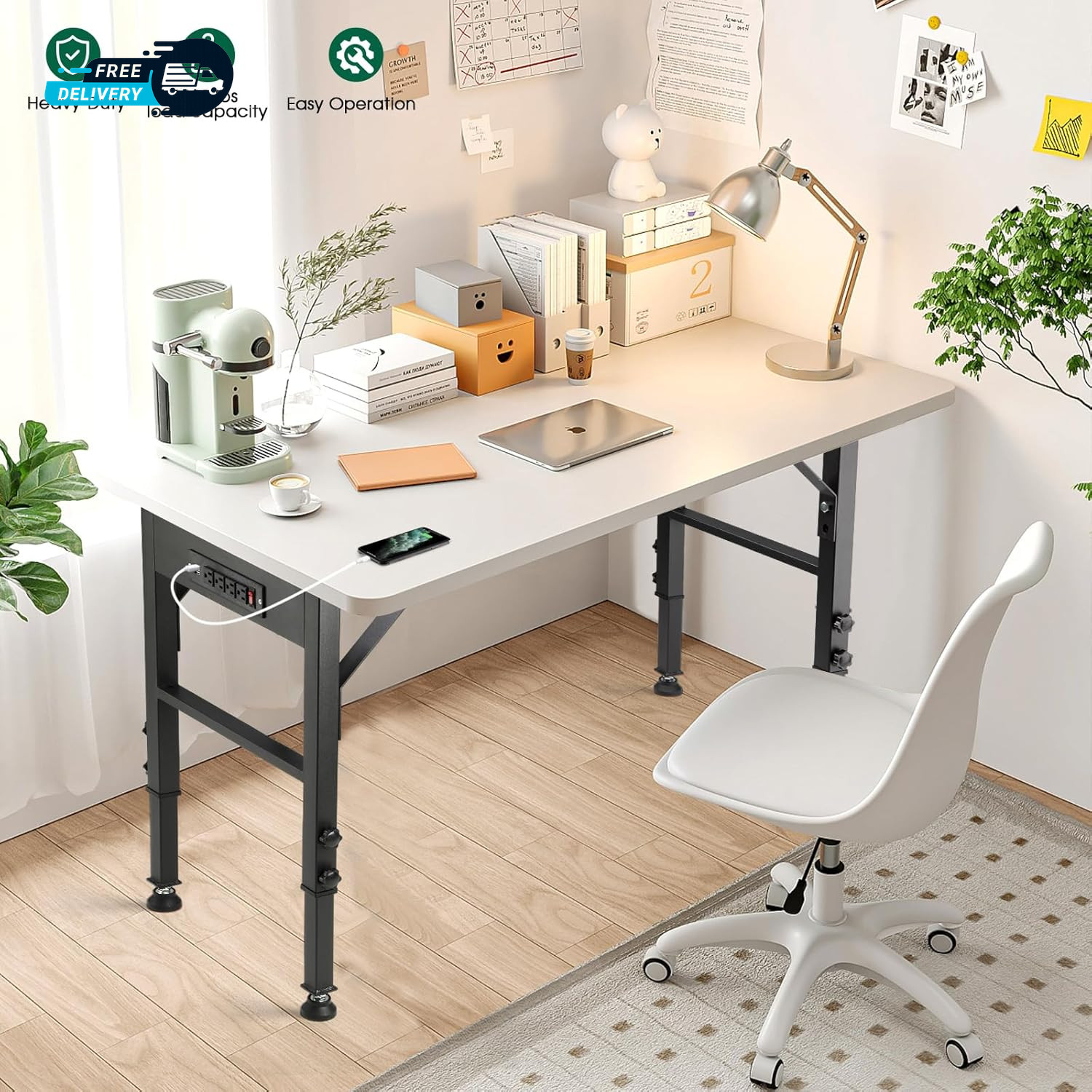 19.6 Inch Depth Workbench Frame Height Adjustable 28.5 to 33.8 Set
