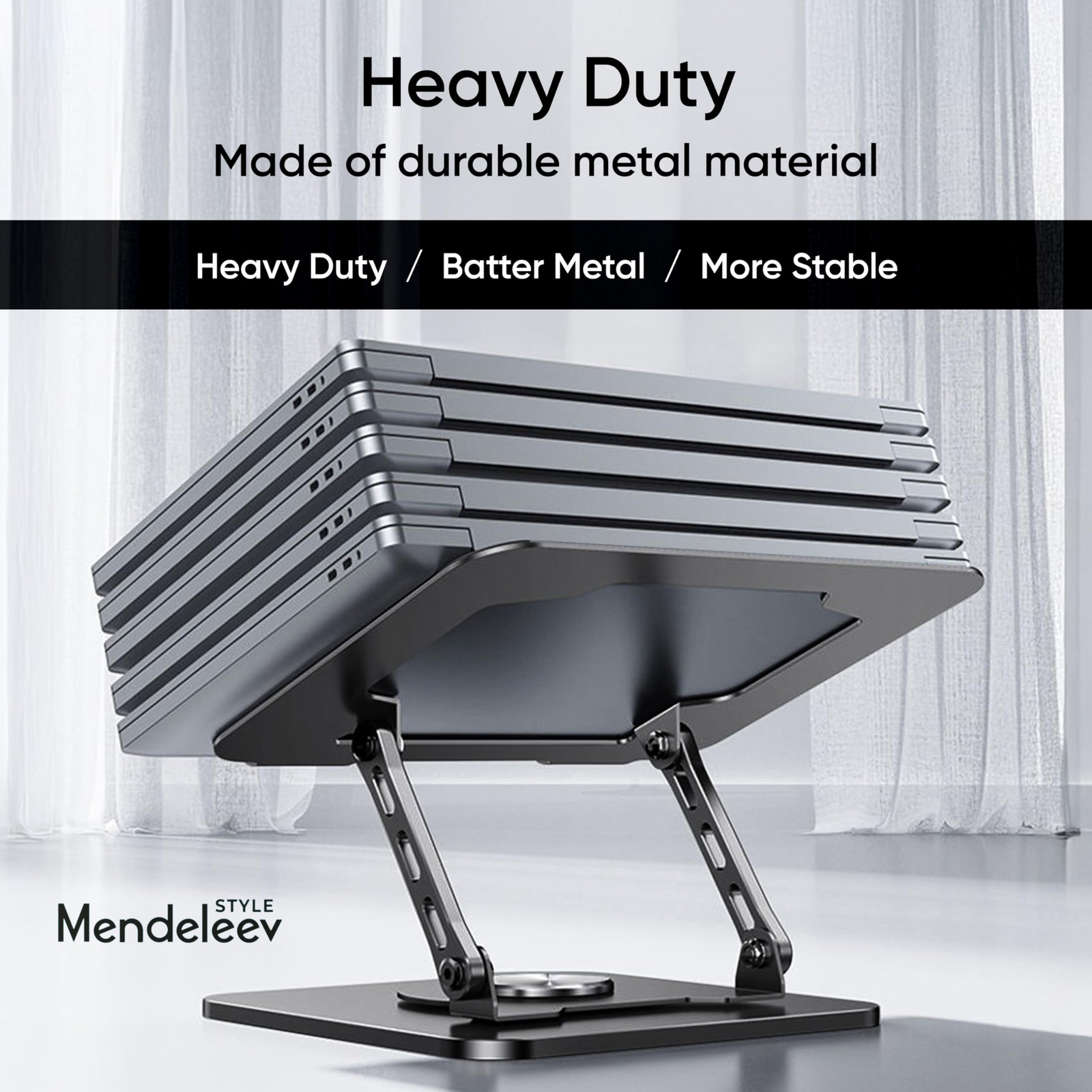 Laptop Stand Grey 360 Rotating Base Foldable Ergonomic Riser Notebook Holder