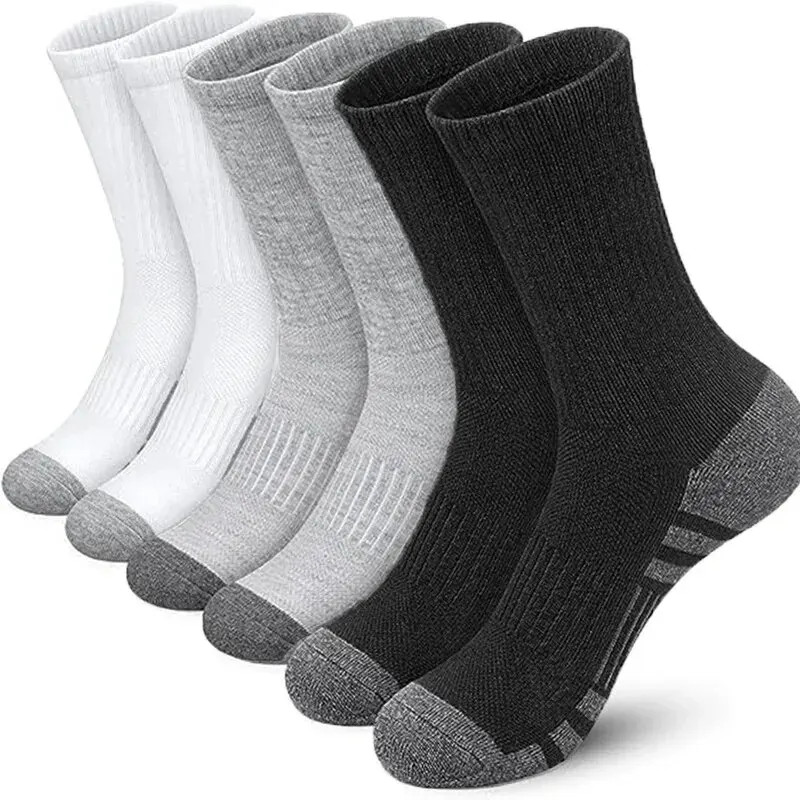 6/12 Men's Cushion Crew Socks 6 Pairs | Performance Cotton For Athletic Running