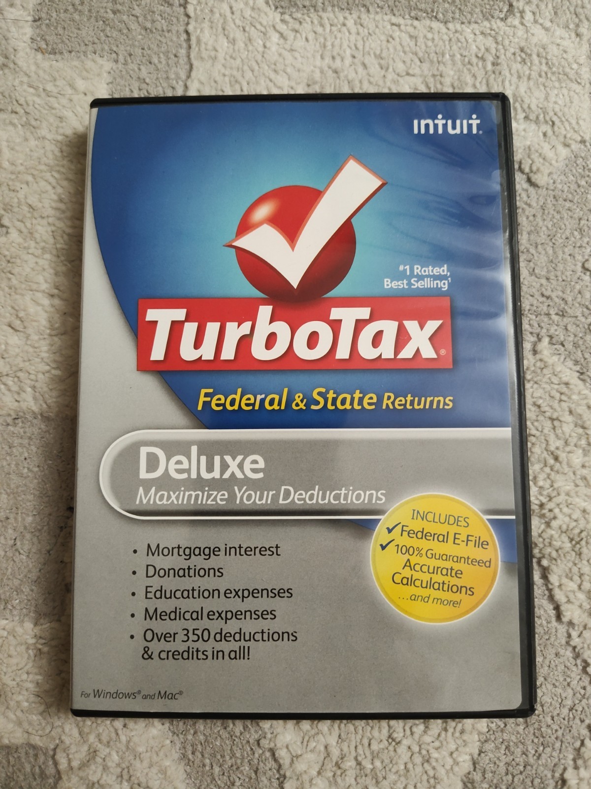 Intuit TurboTax Deluxe Tax Preparation CD Windows & Mac Federal & State 2009