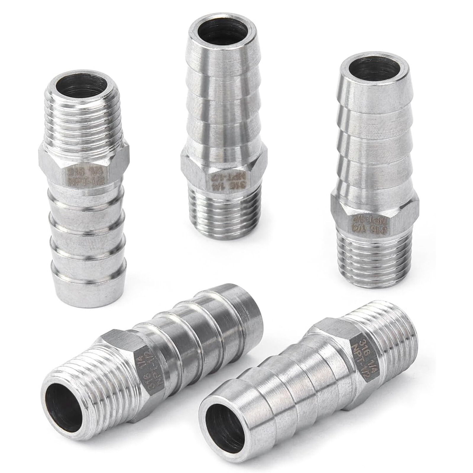 Male Threaded 304 Stainless Steel Barb Hose Pipe Fitting Tail Connector Adaptor