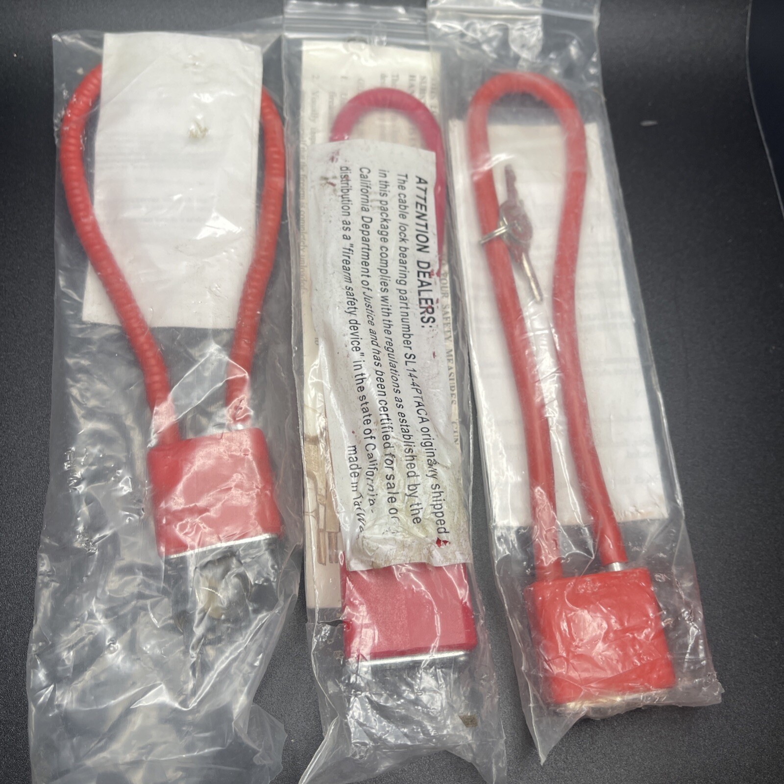 3 Red Pistol/Handgun Lock - Brand New in package, Keys included