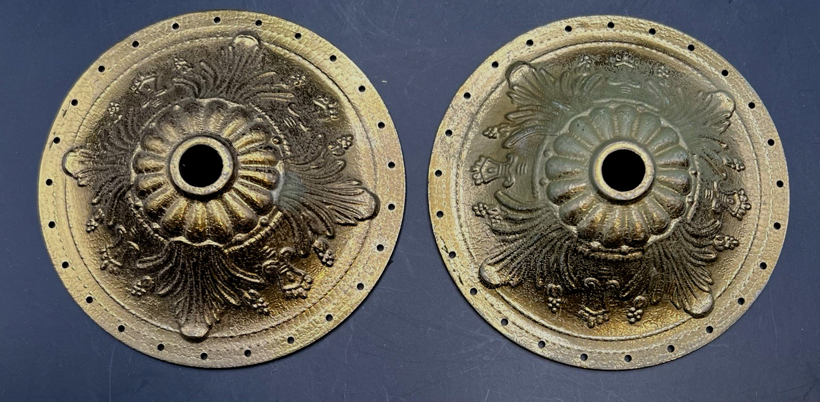 VTG 2 matching solid bronze decorative architectural embellishment rosettes Base