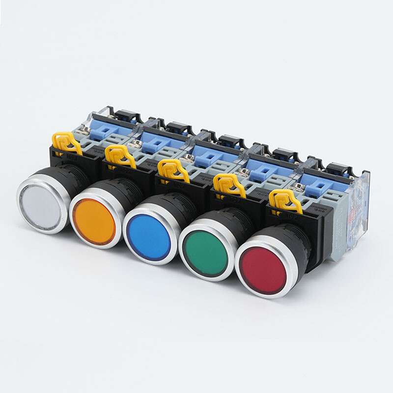22mm Push Button Switch With LED Illuminated Latching / Momentary 12 24 220 380V