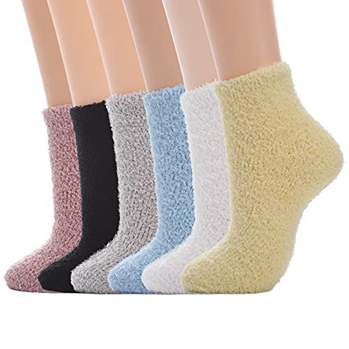 Womens Fuzzy Socks Microfiber Soft Cozy Warm Slipper Sleeping Slipper Socks-a