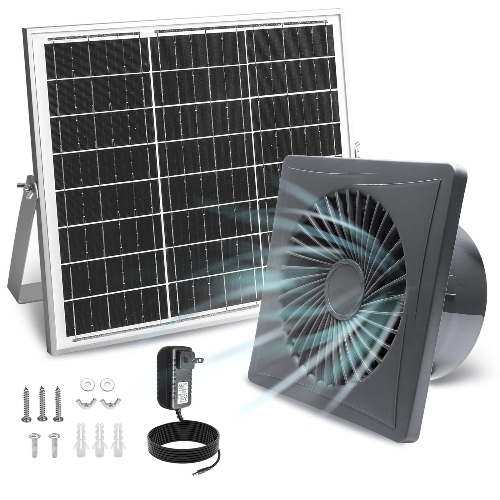 Solar Exhaust Fan 25W Solar Panel 8" Ventilation - 430 CFM High Airflow