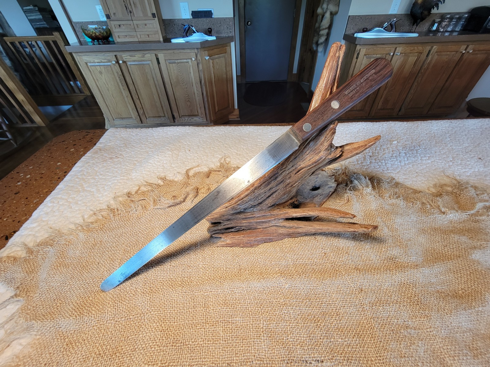 Antique Village Blacksmith Watertown Wis. 2250 Rosewood Slicing Knife Exc.