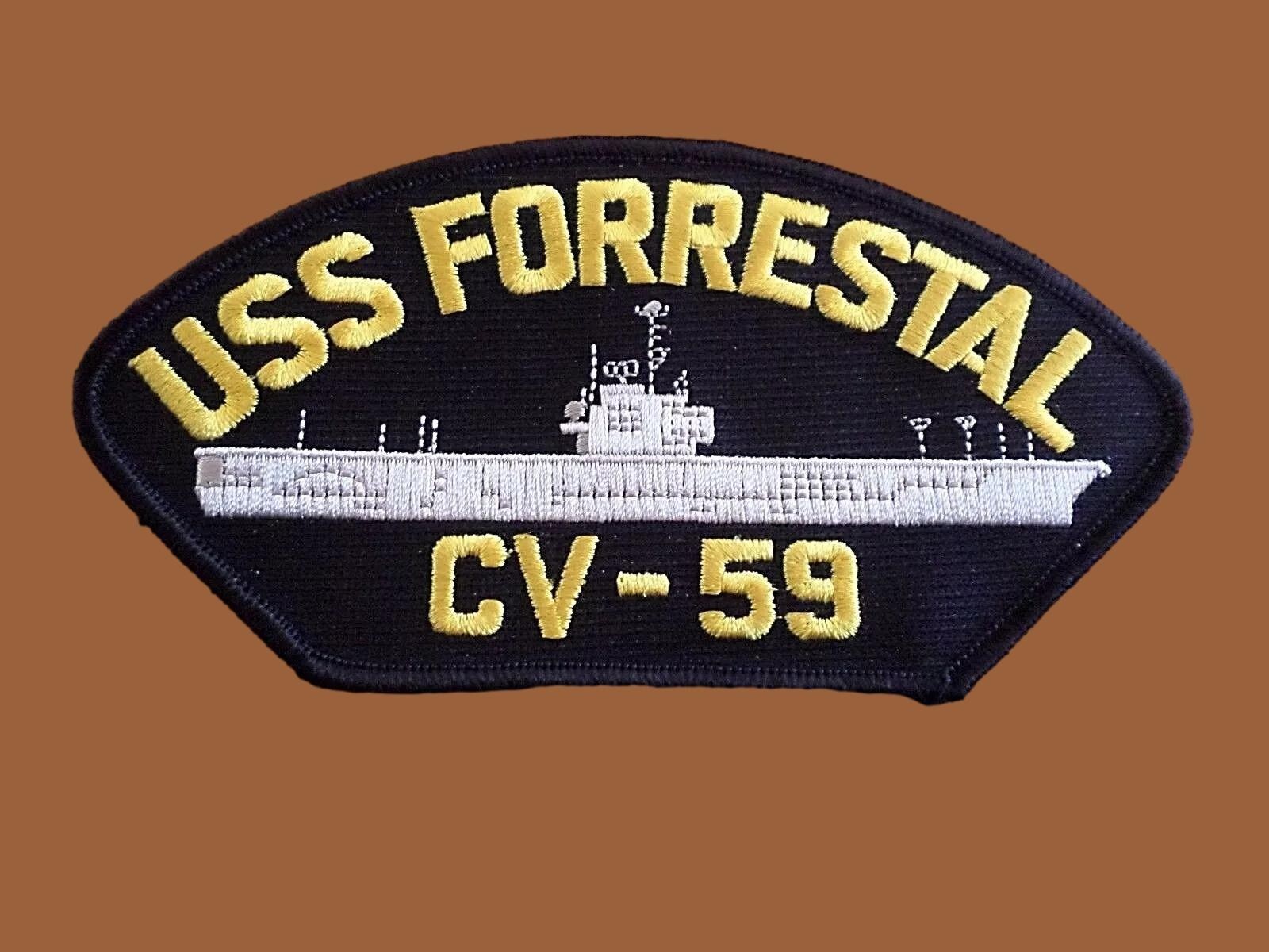 USS FORRESTAL CV-59 U.S NAVY SHIP HAT PATCH  NAVY CARRIER USA MADE HEAT TRANSFER