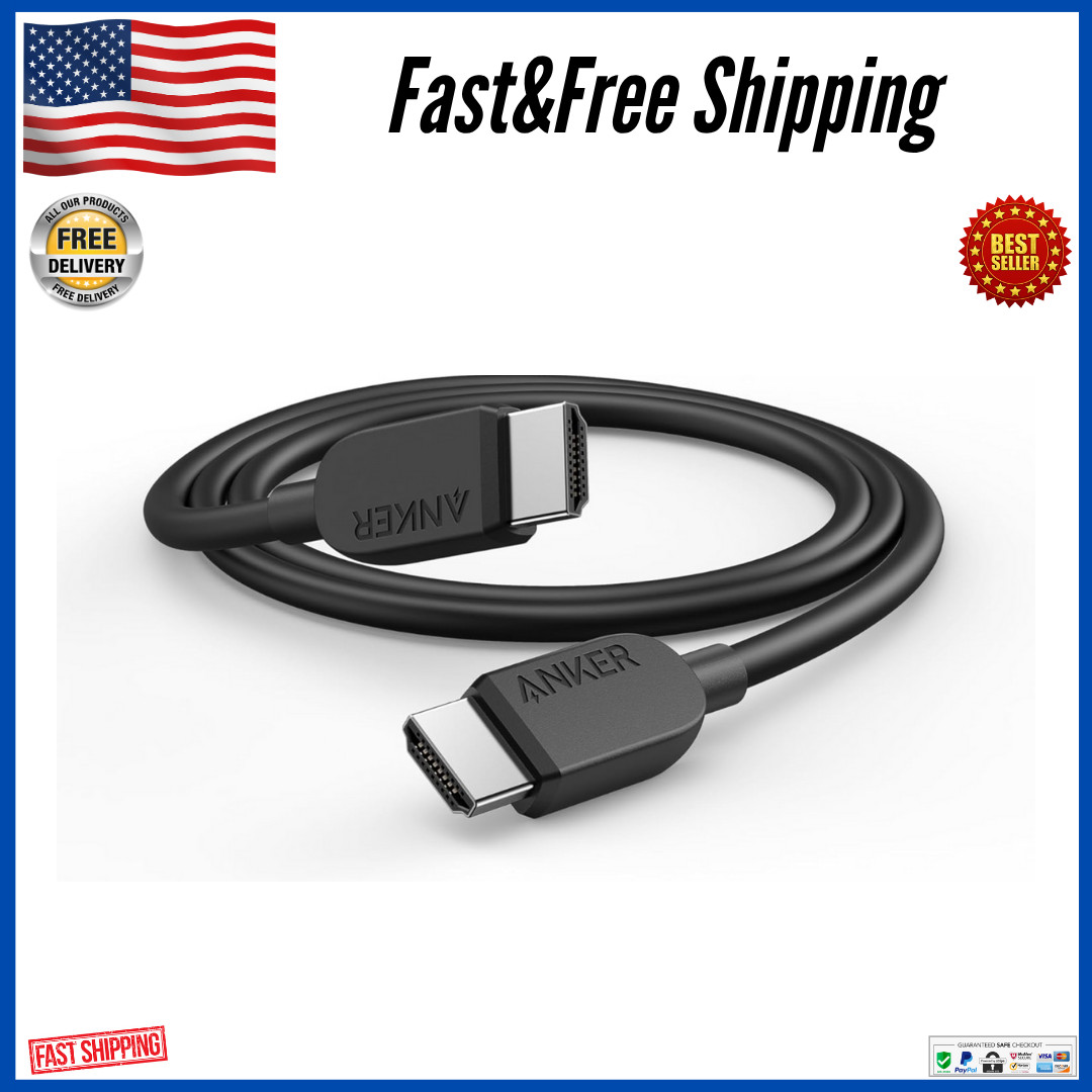 Anker HDMI Cable 8K@60Hz, 6FT Ultra HD 4K@120Hz 2.1 Cord,48 6ft, Black, USA NEW,