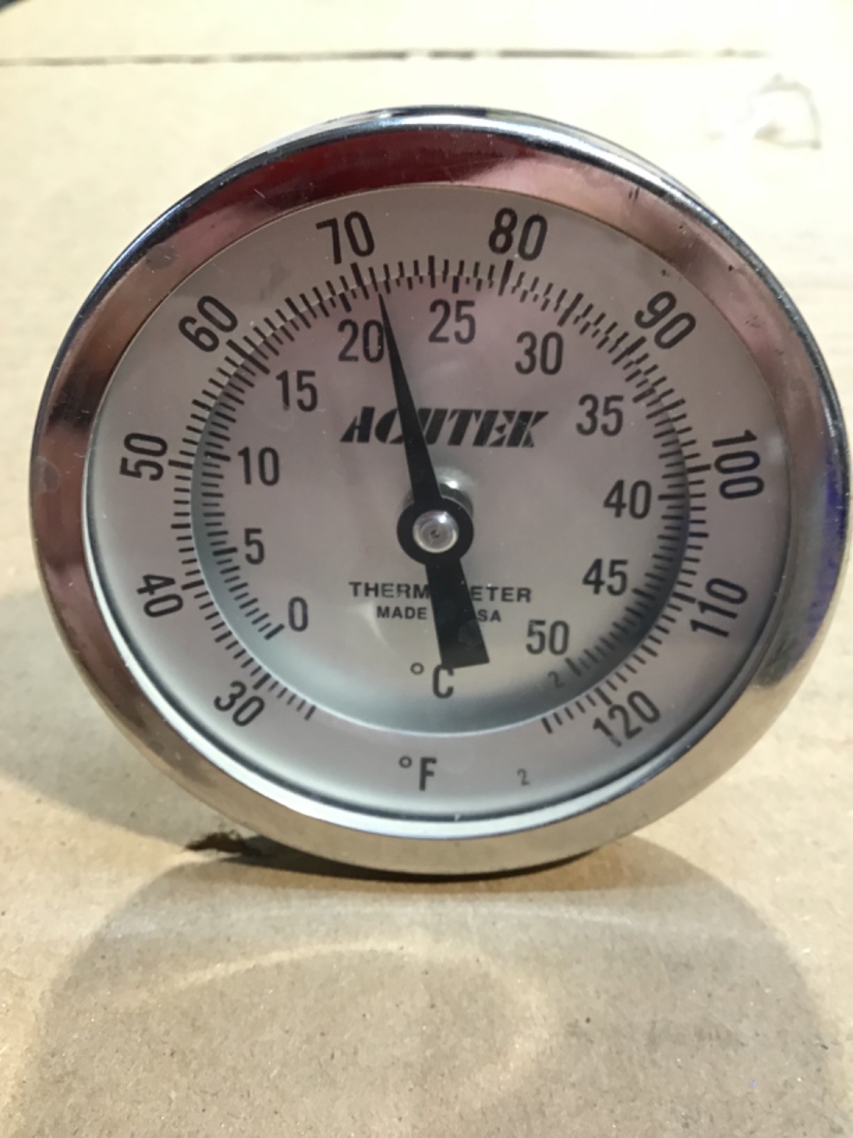 ACUTEK THERMOMETER 3" DIAL 0-120F 0-50C 1/2" NPT SET OF [2] 6" STEM 304SS