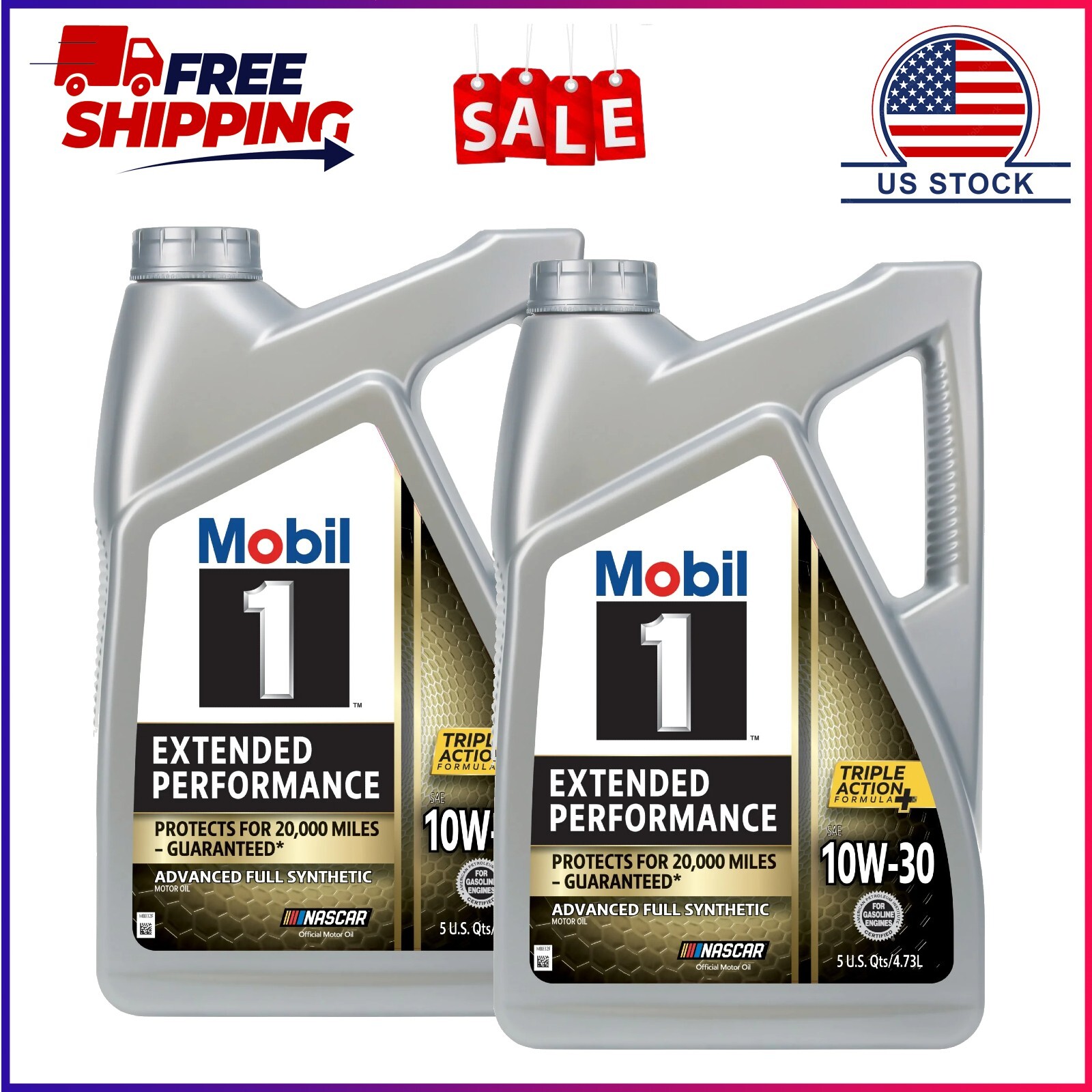 2 Pack, Mobil 1 Extended Performance Full Synthetic Motor Oil 10W-30, 5 Quart