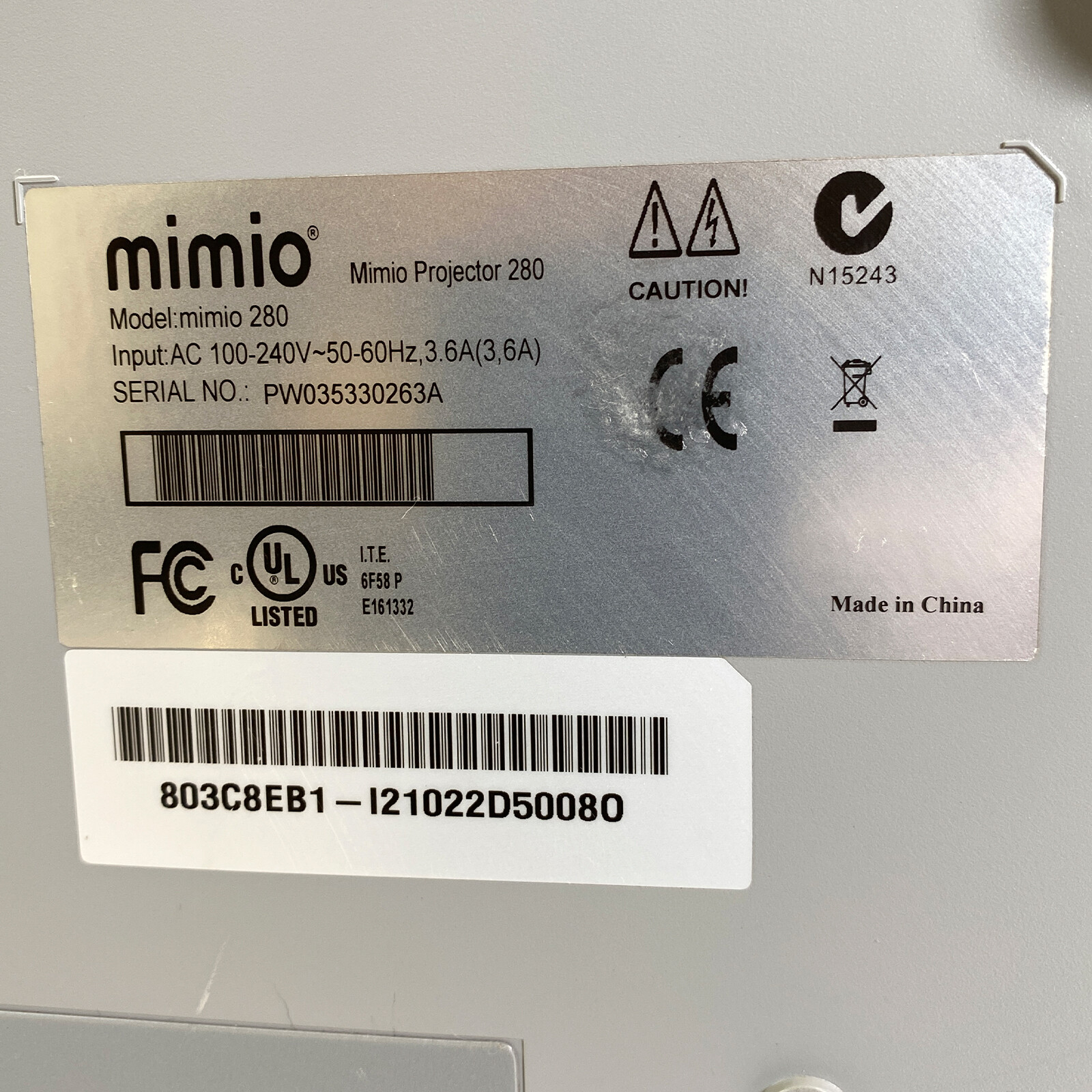Interactive Ultra Short Throw Mimio Projector 280 DLP Projector - 817 Hours Used