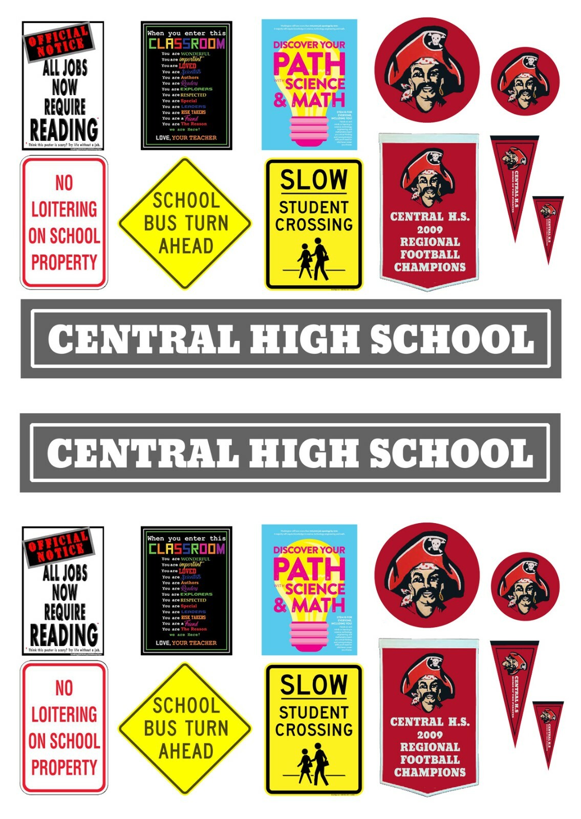 1:87 HO scale model high school signs