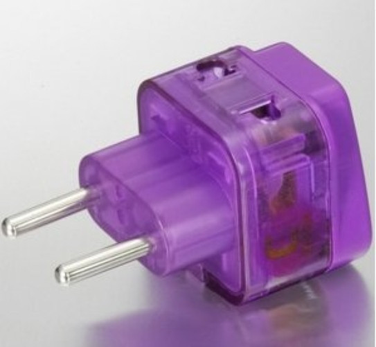 Travel Adapter Plug for US to EU GREECE CROATIA PORTUGAL Purple [2-Port + SURGE]