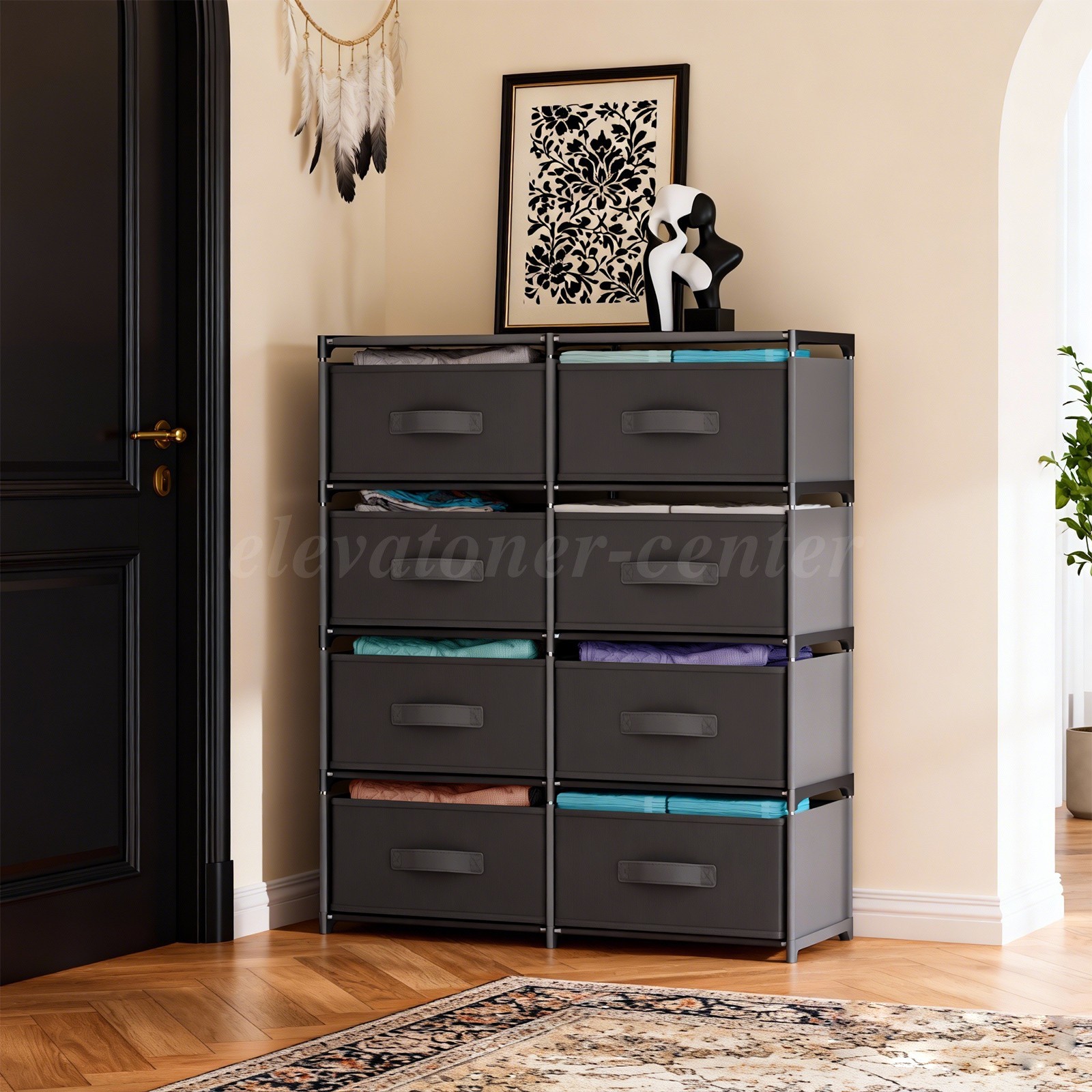 Non-Woven Fabric Multi-Functional Storage Cabinet, Double Row 8-Drawer