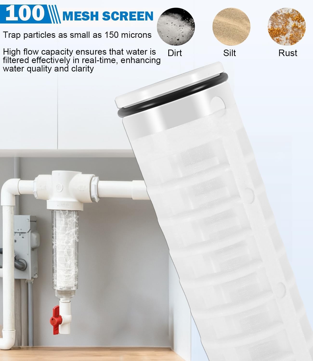 Spin Down Sand Separator 100 Mesh 1.5 Inch PVC Slip 50GPM for Well System Water