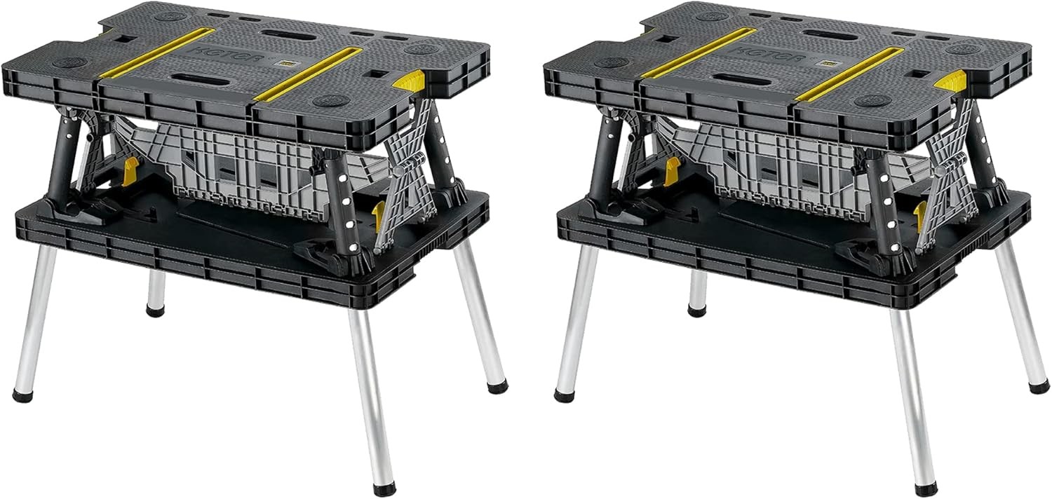 Heavy-Duty Folding Workbench W/ 1,000 Pound Capacity Foldable Work Table Garage