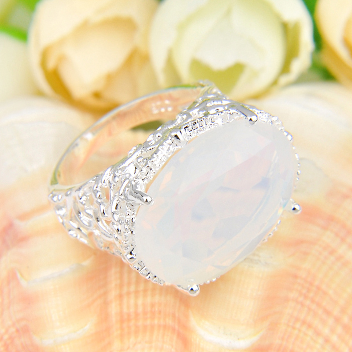 Oval Jewelry Gift Fire Rainbow Moonstone Gemstone Silver Ring size 7 8 9