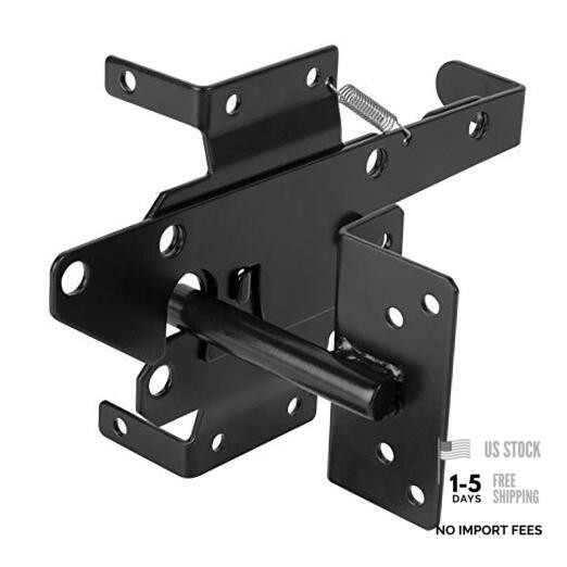 HILLMASTER Heavy Duty Self-Locking Gate Latch for Wooden Fence, Post Balck