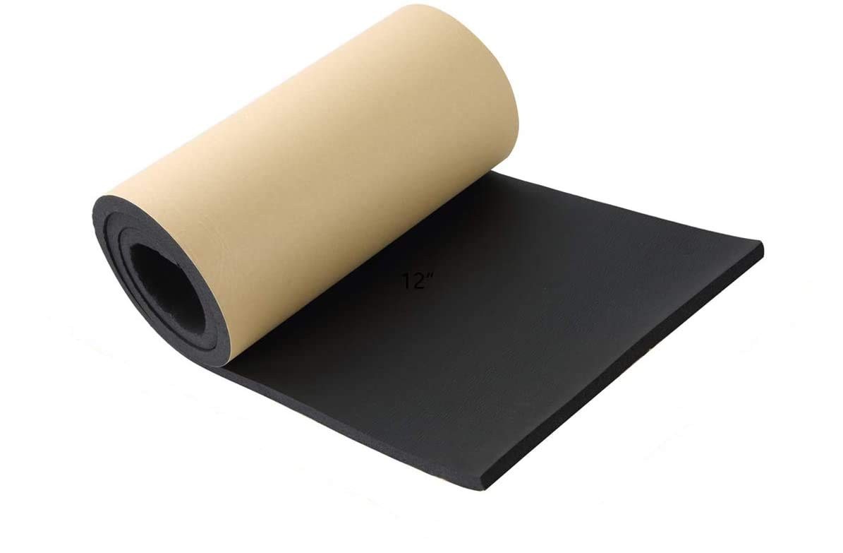NATGAI Sponge Neoprene with Adhesive 1/2” Thick X 12” Wide X 54” Long, Black