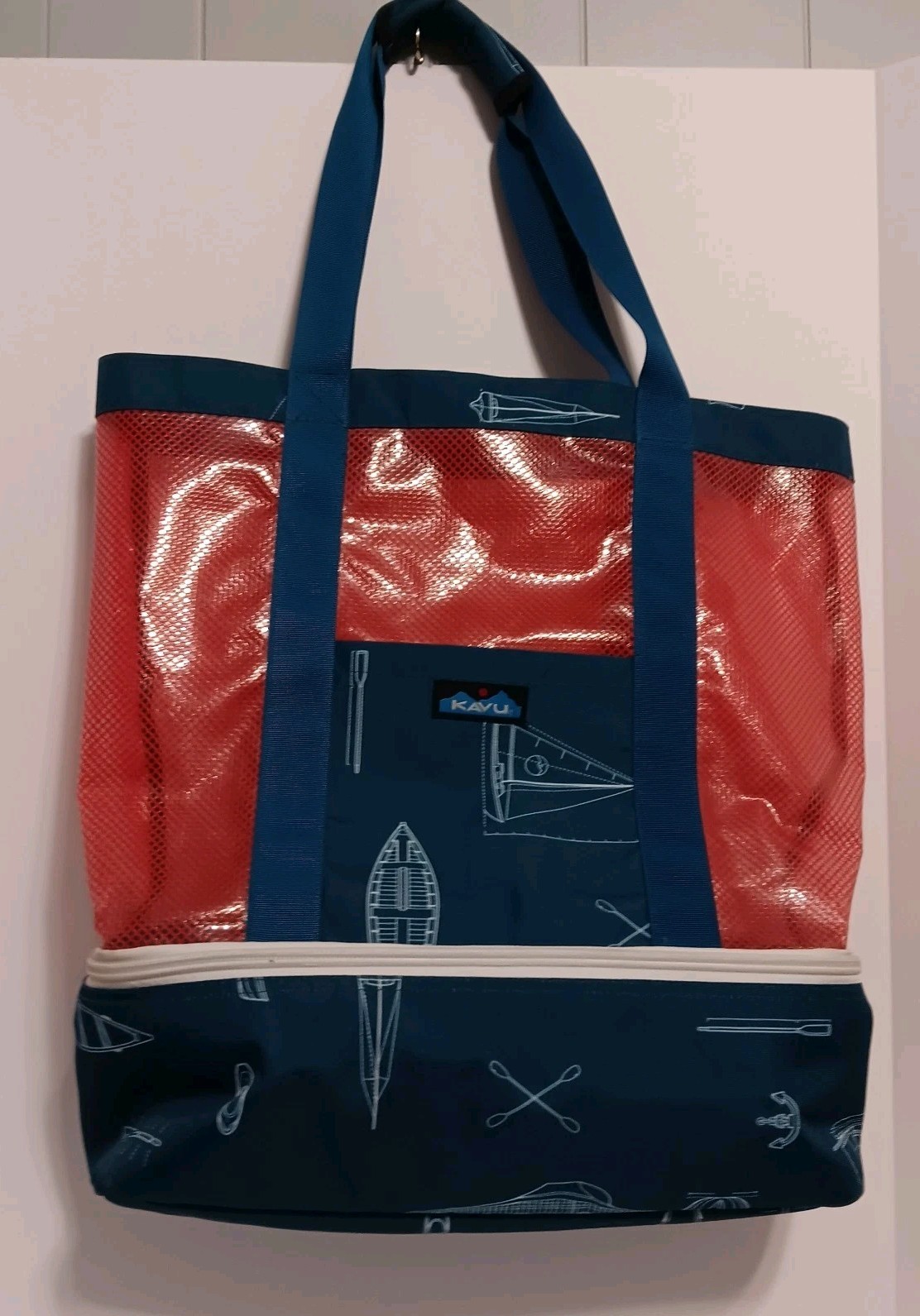 RARE BRAND NEW KAVU Nautical Print Picnic Tote Bag Cooler Insulated Beach Wine