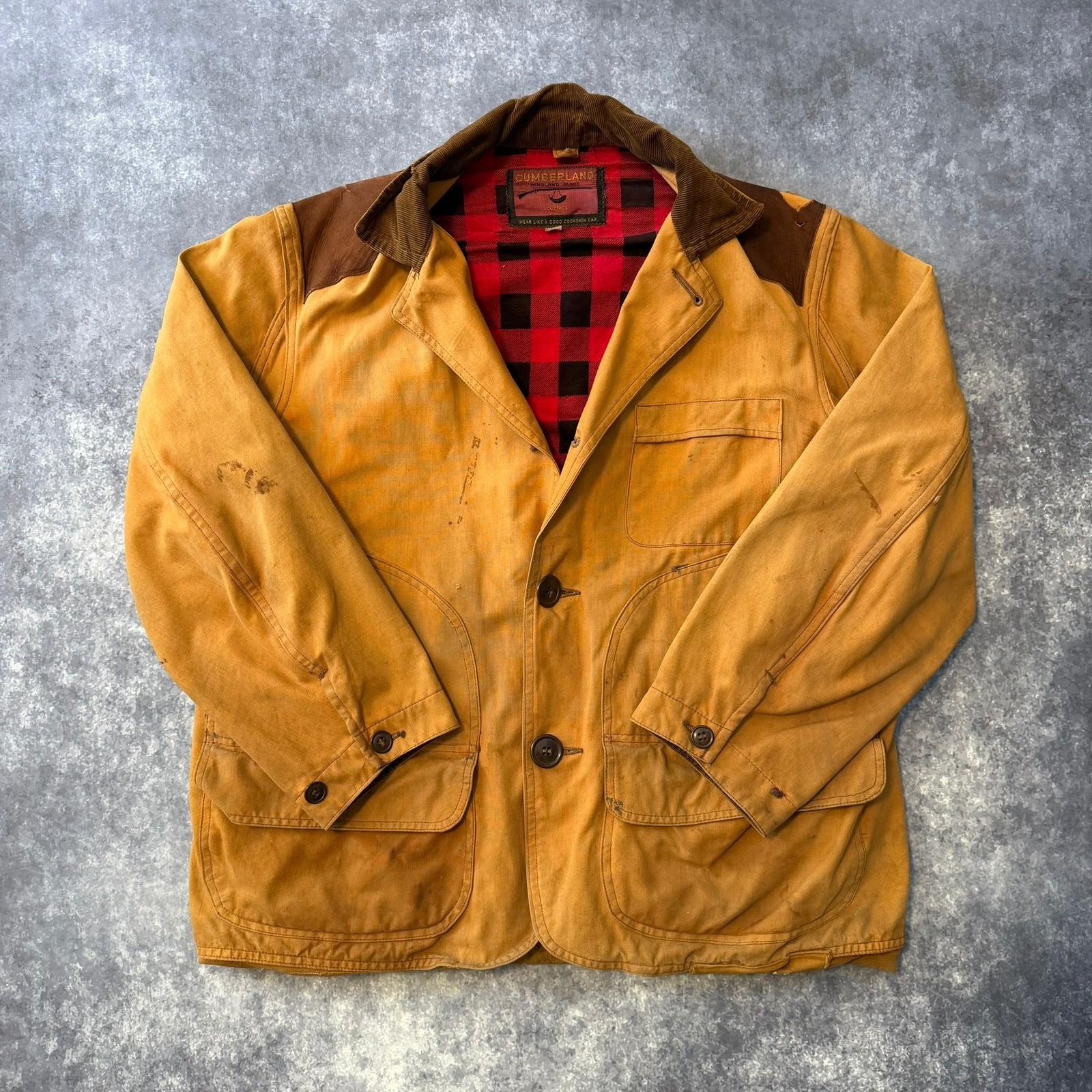 Vintage 50s 60s Cumberland Masland Hunting Jacket Mens 42 Brown Duck Canvas