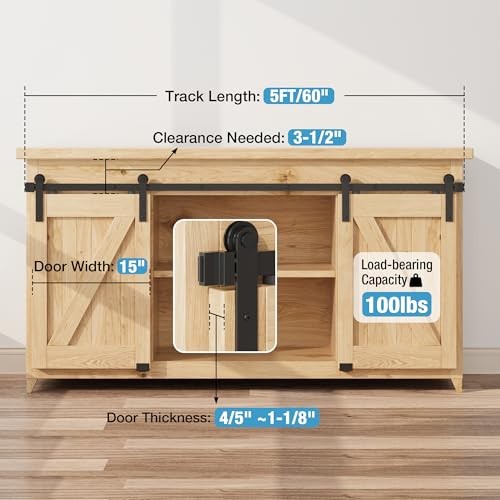 5FT Super Mini Sliding Barn 5FT Track Kit (Double Door) Super Mini " I " Shape