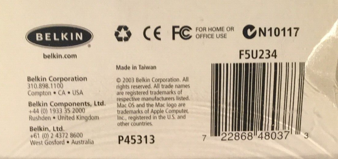F5U234 Belkin Hi-Speed 4 Port Active Powered Hub USB 2.0 - Brand New In Package