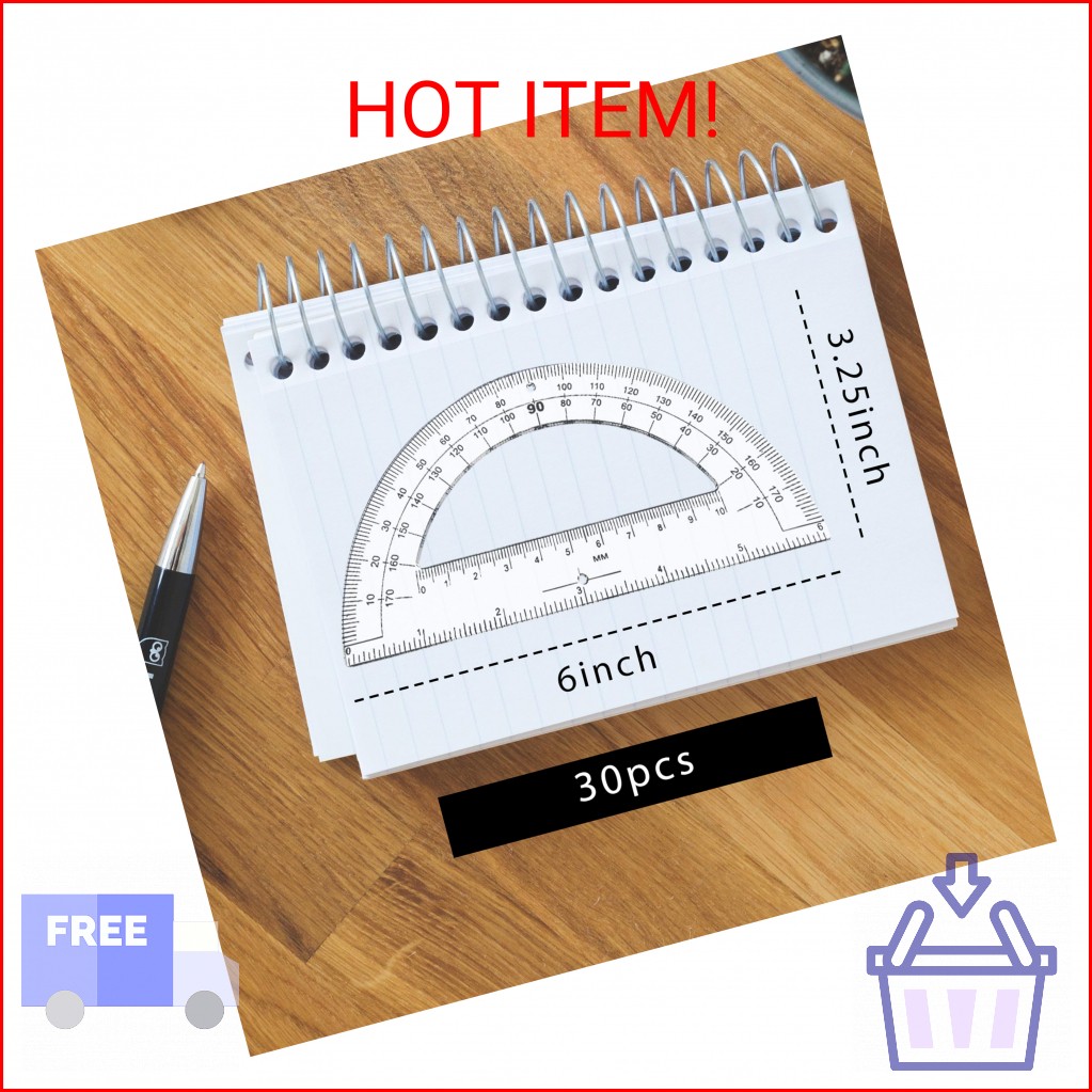 30PCS Clear Plastic Student Math Protractor 6-Inch Long 180 Degree for Angle Mea