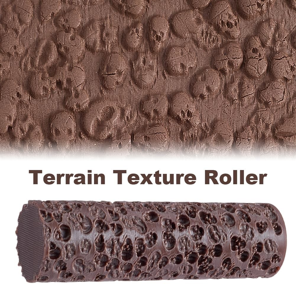 DELORIGIN Skull Texture Roller Topography Brick Clay Texture Rollers DIY Embo...