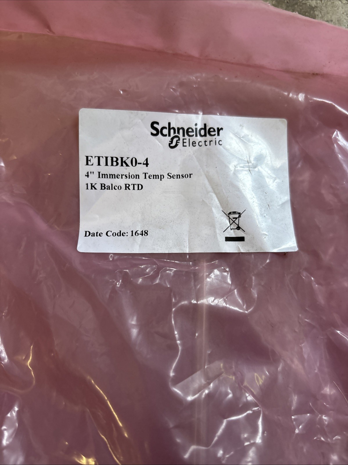 New Schneider Electric ETIBK-04 4" Immersion Temp Sensor Sealed