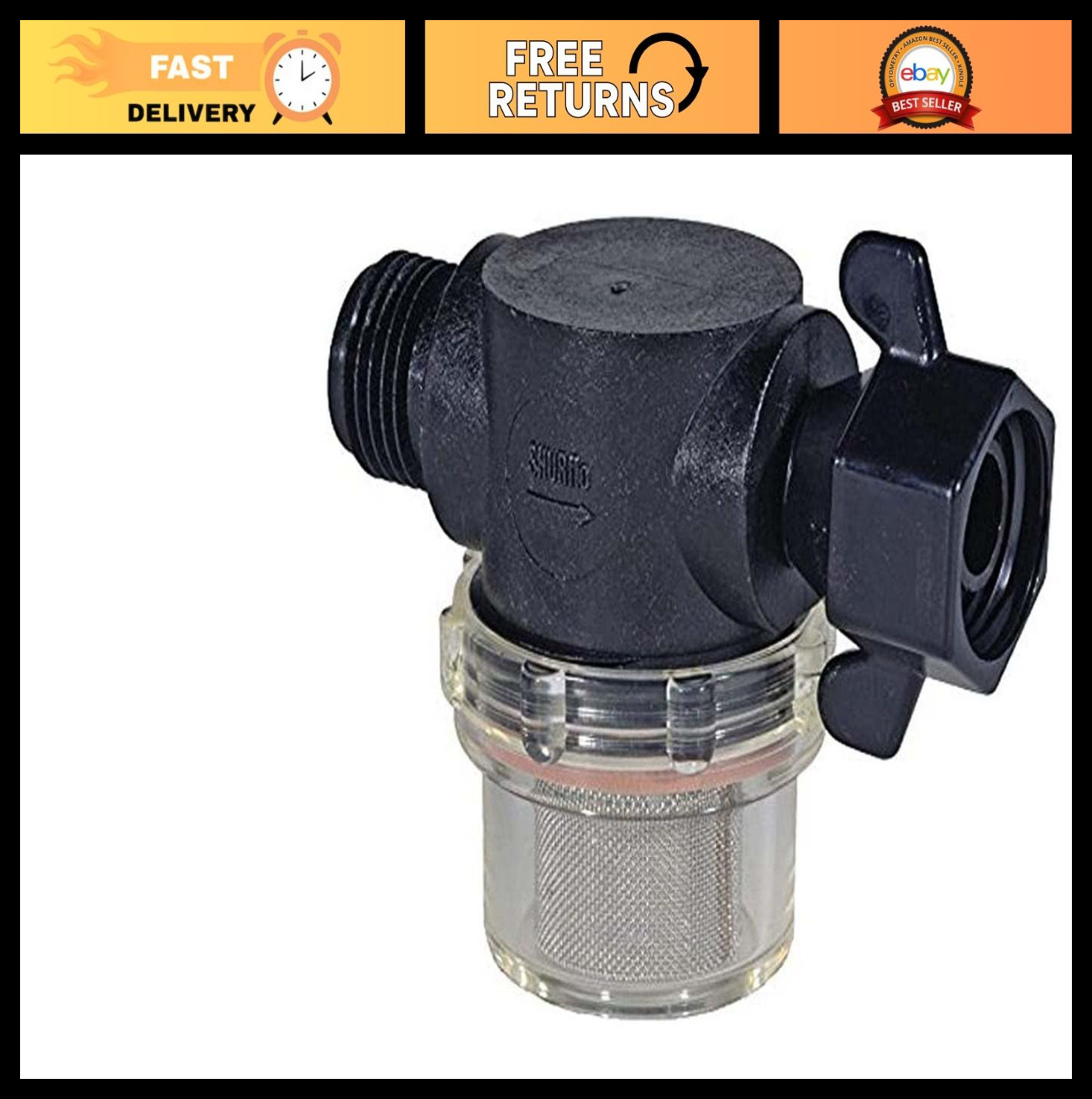 Swivel Nut Strainer for 1/2" Pipe Inlet - Clear Bowl, Durable Water Filter Acces