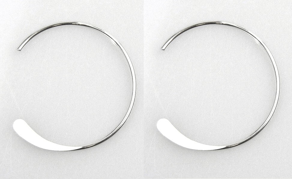 .925 Sterling Silver 18mm Round Endless Hoop EarWires with Hammered End (1 Pair)