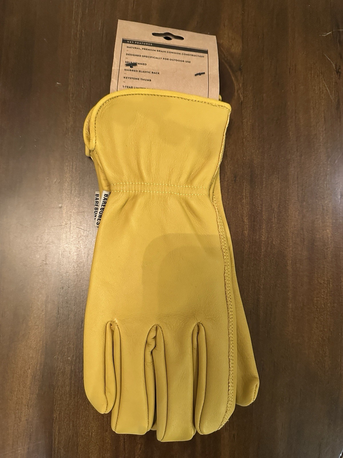 Barebones Living Classic Work Gloves S/M Natural Yellow Cowhide Leather