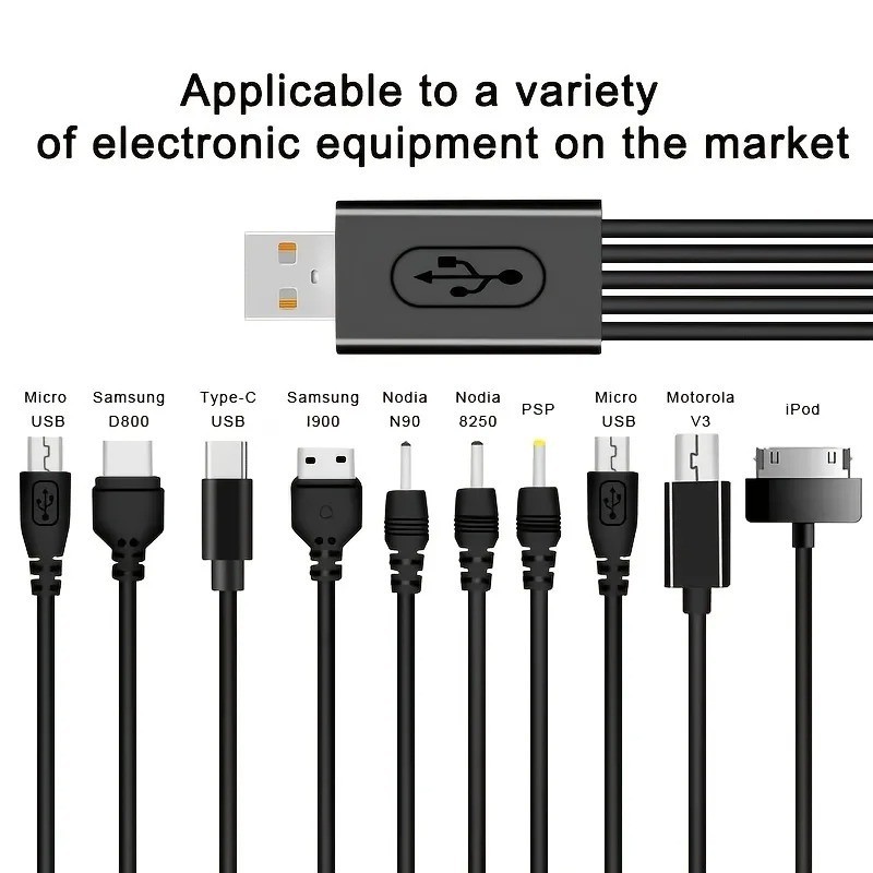 10-in-1 Multi-Function USB Charging Cable Universal Multi-Head Phone Charger