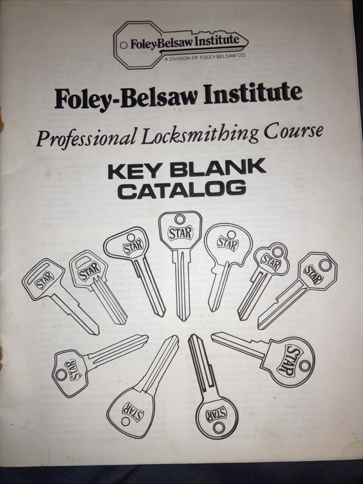 Professional Locksmithing Foley-Belsaw Key Blank Catalog