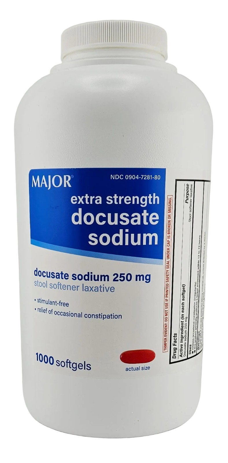 Major Docusate Sodium 250mg Softgels 1000ct Exp 07-2028