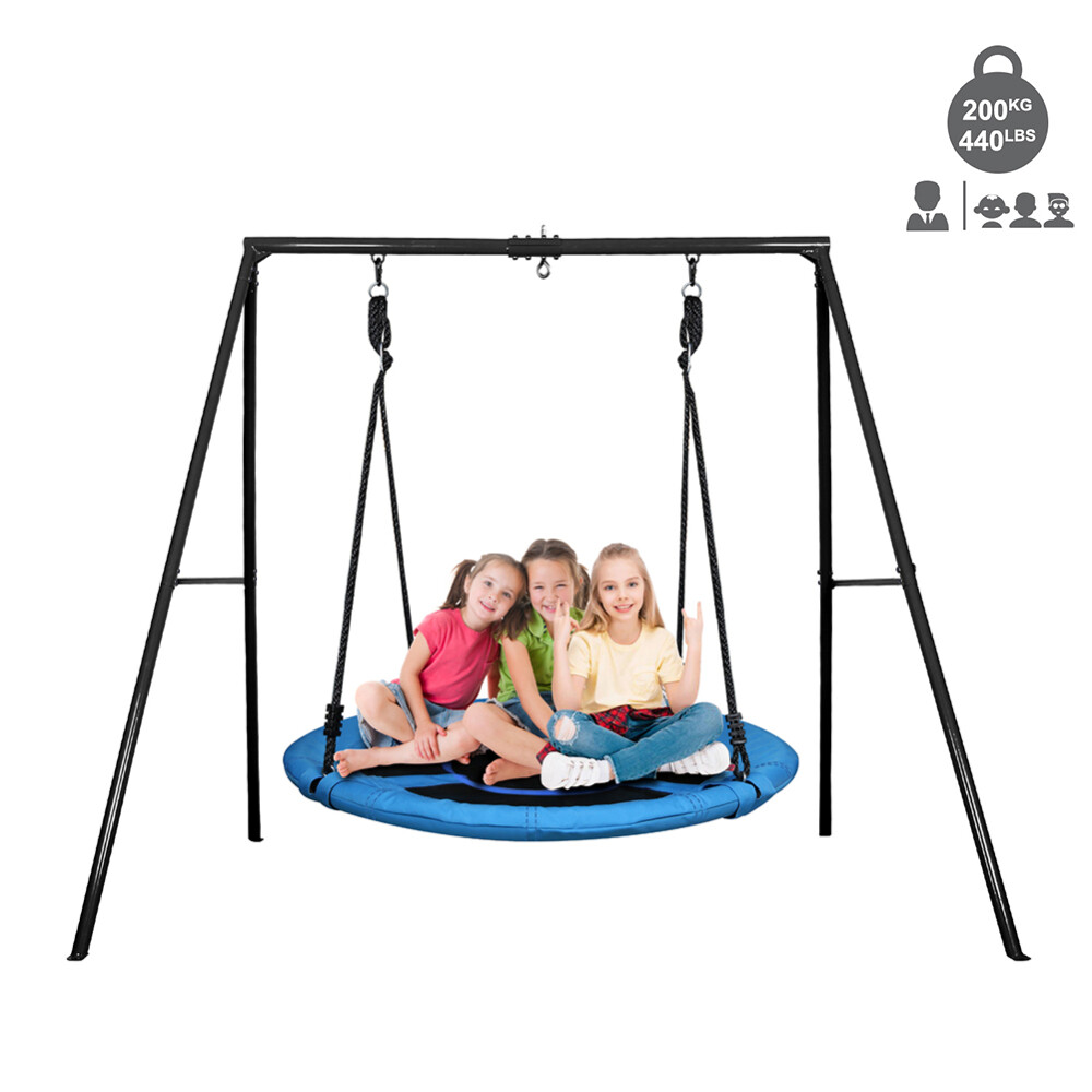 440lb Heavy-Duty Metal Swing Set with 40" Saucer Swing for Kids Backyard Playset
