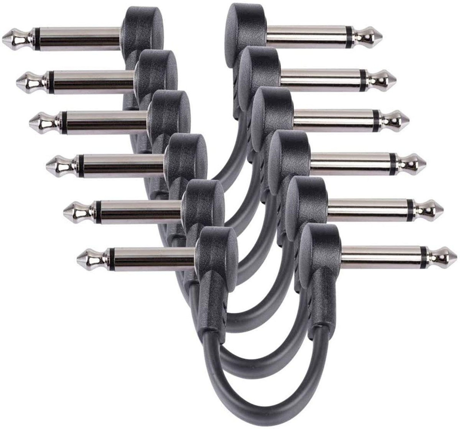 6 Inch Guitar Patch Cables 6 Pack, 1/4" TS Right Angle Effect Pedal Flat Cabl...